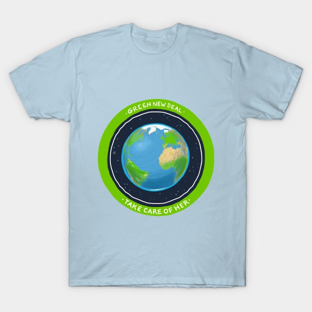 Green New Deal Earth T-Shirt by mernstw